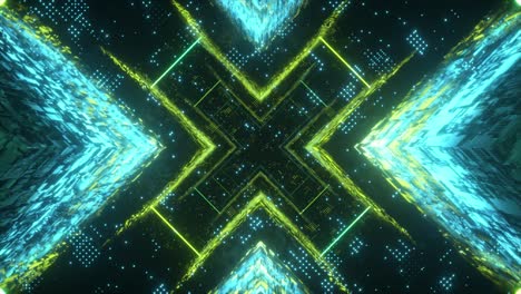 flying in technological cyber space. sci-fi spaceship tunnel. futuristic technology abstract seamless vj for tech titles and background. motion graphic for internet, speed. seamless loop 3d render