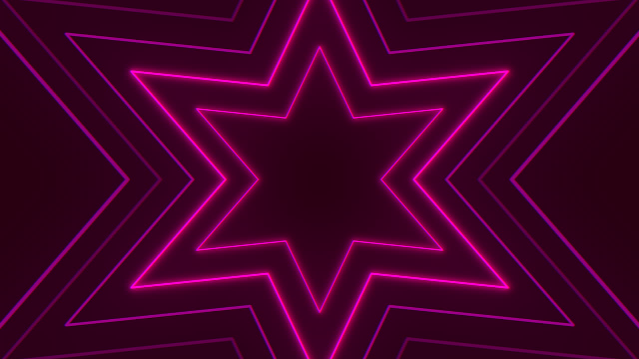 el patrón de estrella rosa de neón ilumina la noche