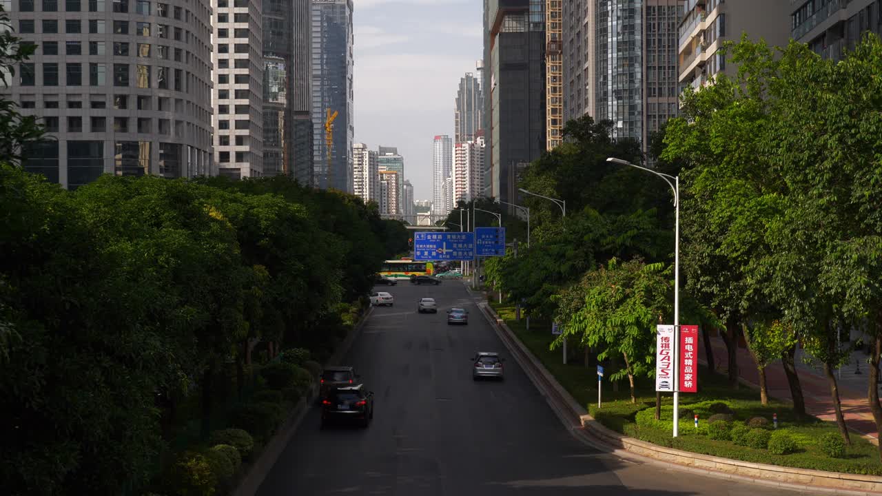 광저우 시내 교통, 거리 다리, 파노라마 4k