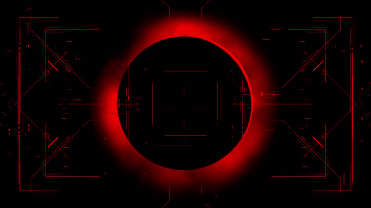 Spaceship Hud scans red solar eclipse