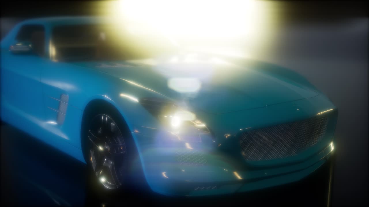 coche deportivo de lujo en un estudio oscuro con luces brillantes