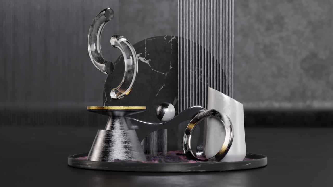 Looped video of ball rolling on gear. 3d animation