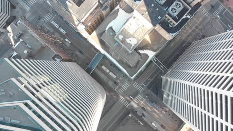 bird's eye view of downtown minneapolis, traffic, street