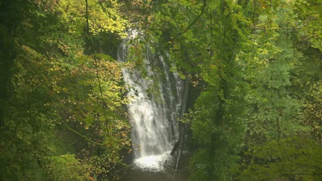 wide-angle shot of the falling foss waterfalls in north yorkshire