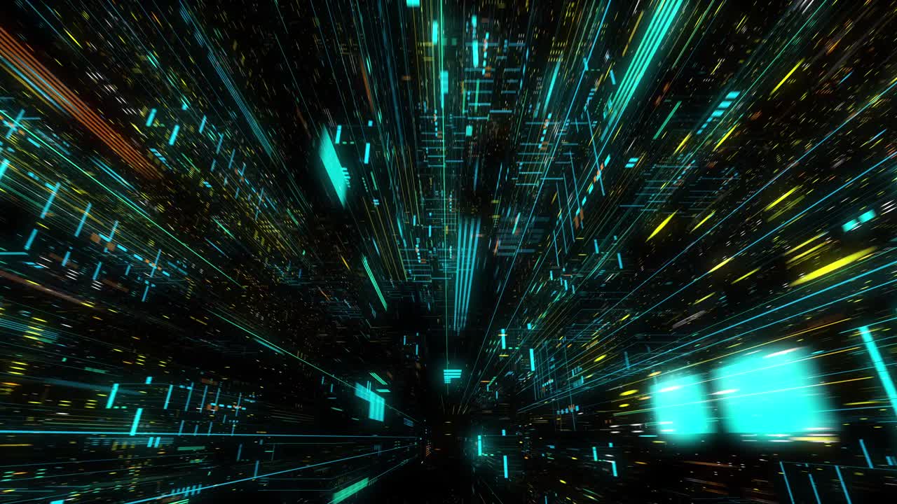 la inteligencia artificial y el aprendizaje automático abstract concept, cpu gpu núcleo de computación con flujos de información. máquina de computación de aprendizaje profundo de datos. bucle sin costuras, renderización 3d g