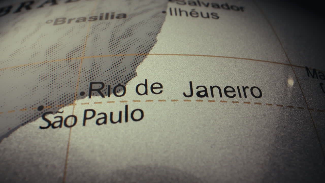 Close-up of a World Globe with highlighted Brazilian Cities
