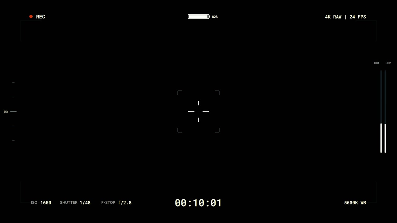 Digital Camera Recording Interface Overlay on Black Background