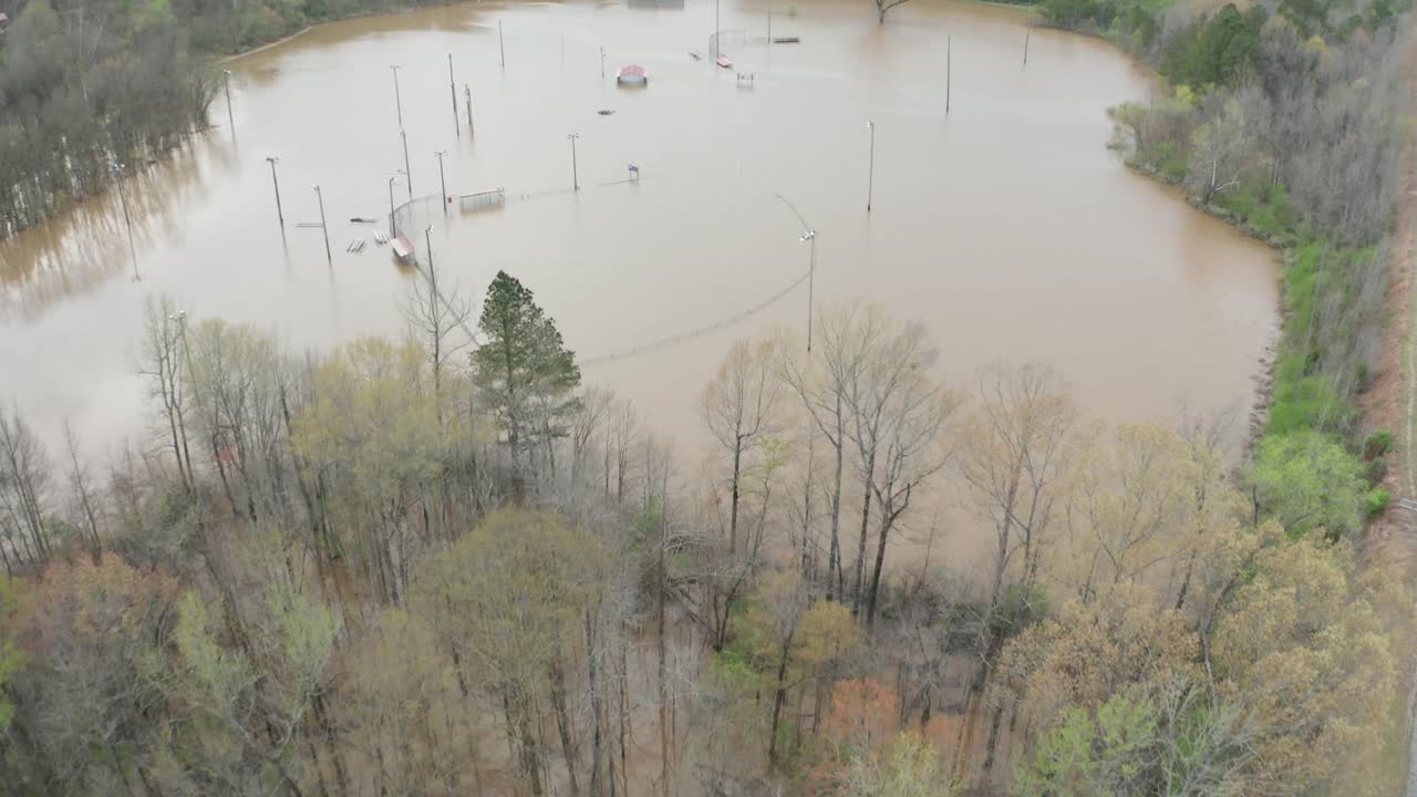 Aerial view of flooded area alongside a road Alabama United States of America