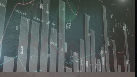 Animation-Der-Statistischen-Datenverarbeitung-Und-Mikroprozessorverbindungen-Vor-Grauem-Hintergrund