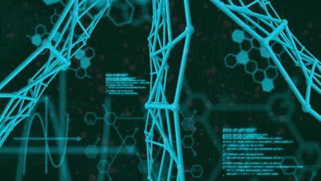 animación del procesamiento de datos digitales a través de conexiones