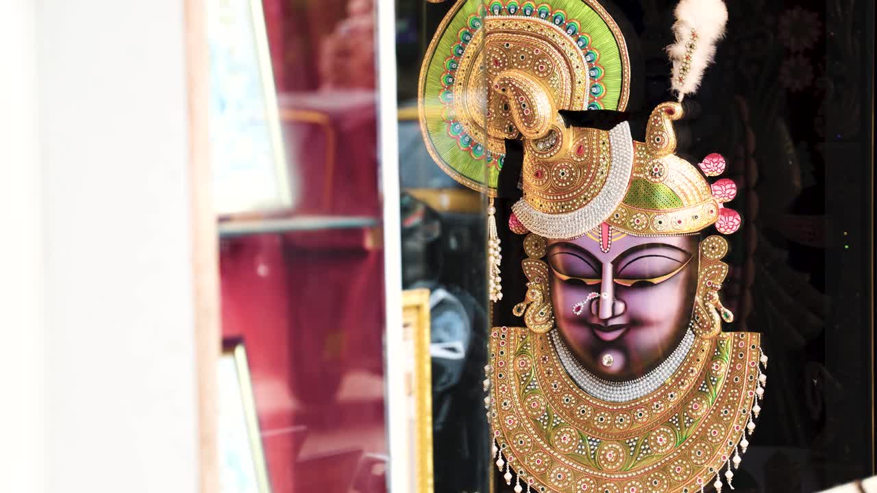 Isolated Statue of Hindu Lord Shrinathji the holy little krishna in Meditation from unique angle