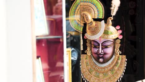 isolated statue of hindu lord shrinathji the holy little krishna in meditation from unique angle
