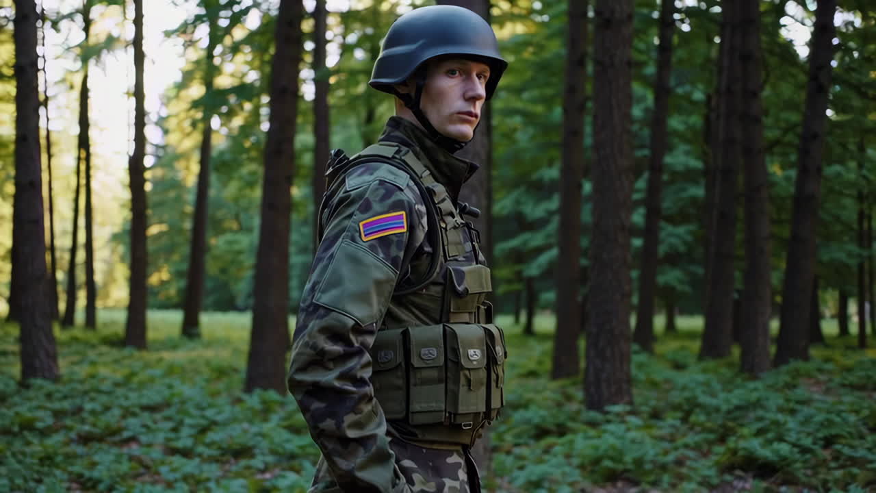 soldado en un bosque