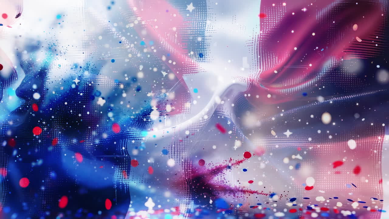 Abstract French Flag with Festive Confetti and Glitter