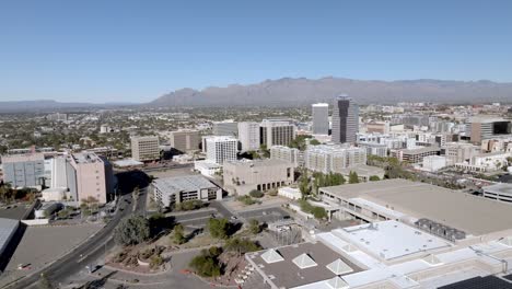 downtown tucson, arizona with drone video moving up