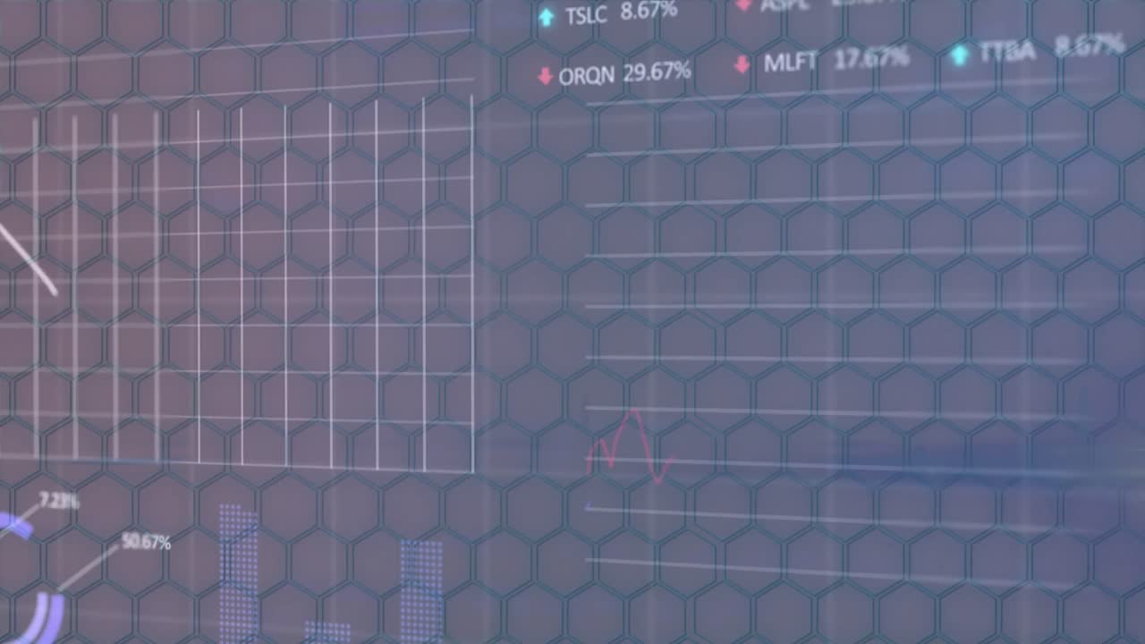 어두운 배경에서 금융 데이터 처리의 애니메이션