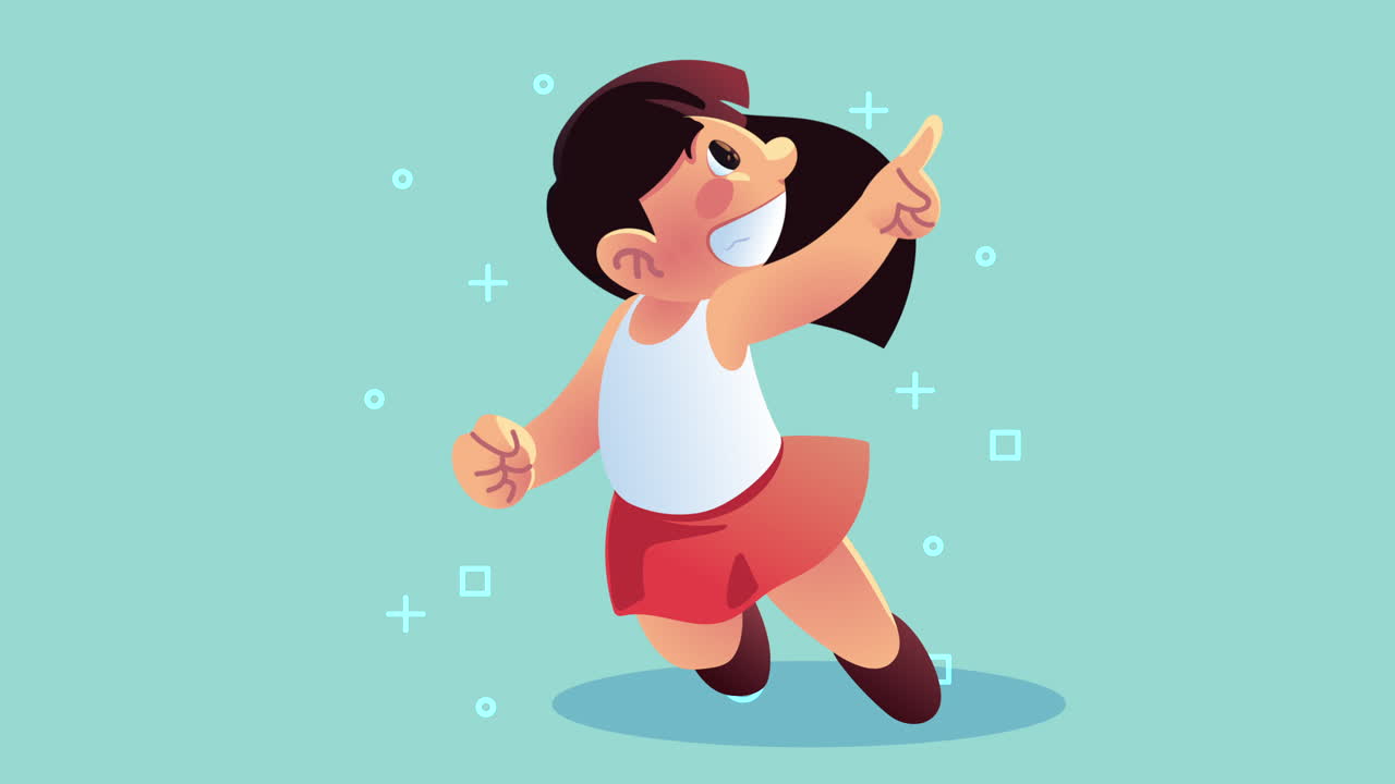 una niña linda indexando animación de personajes
