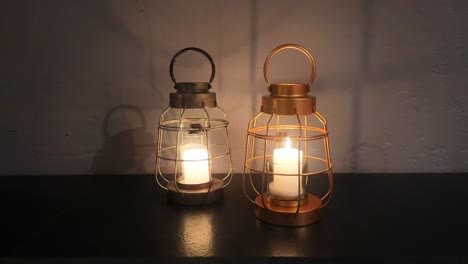 Vintage-Ambiance:-Two-Lanterns-Cast-a-Warm-and-Cozy-Glow
