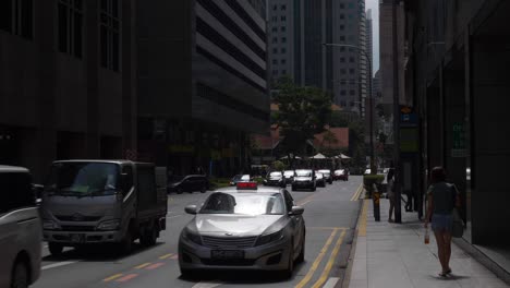singapore city downtown day time traffic street slow motion panorama 4k