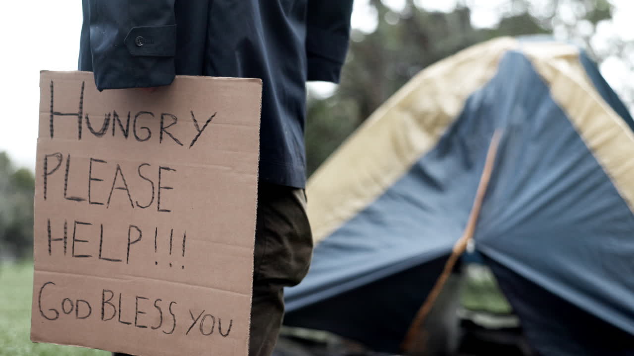 도움을 요청하는 노숙자