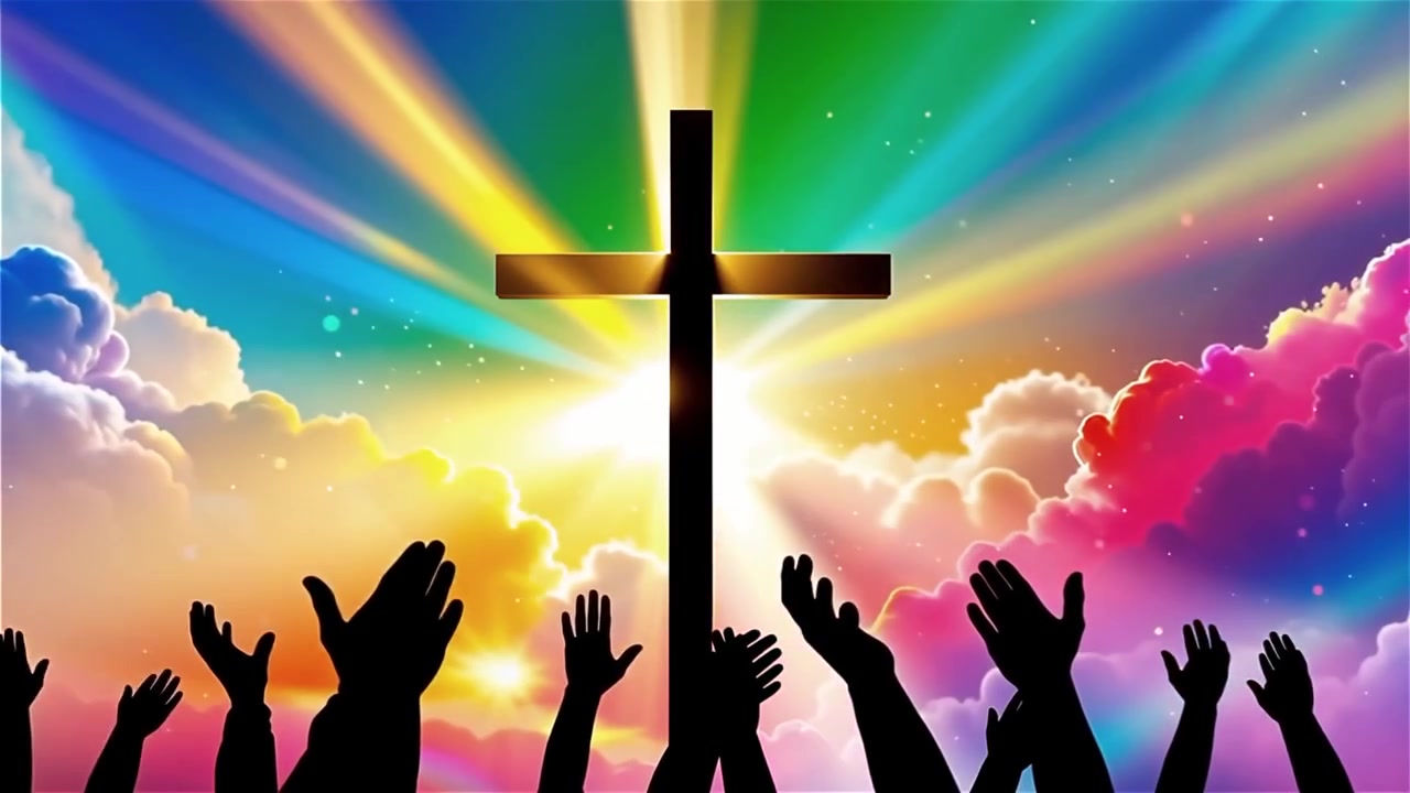 Christian Cross Heavenly Light Worship Background