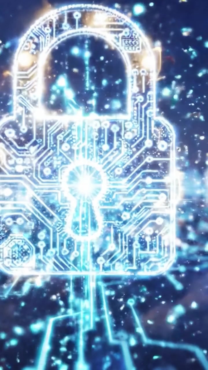 A Stunning Visual Journey Through Digital Security: Capturing the Transition from Serene Clouds to Abstract Cyber Protection in a Futuristic Landscape
