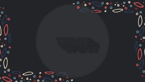 animación de texto wow sobre formas en fondo negro