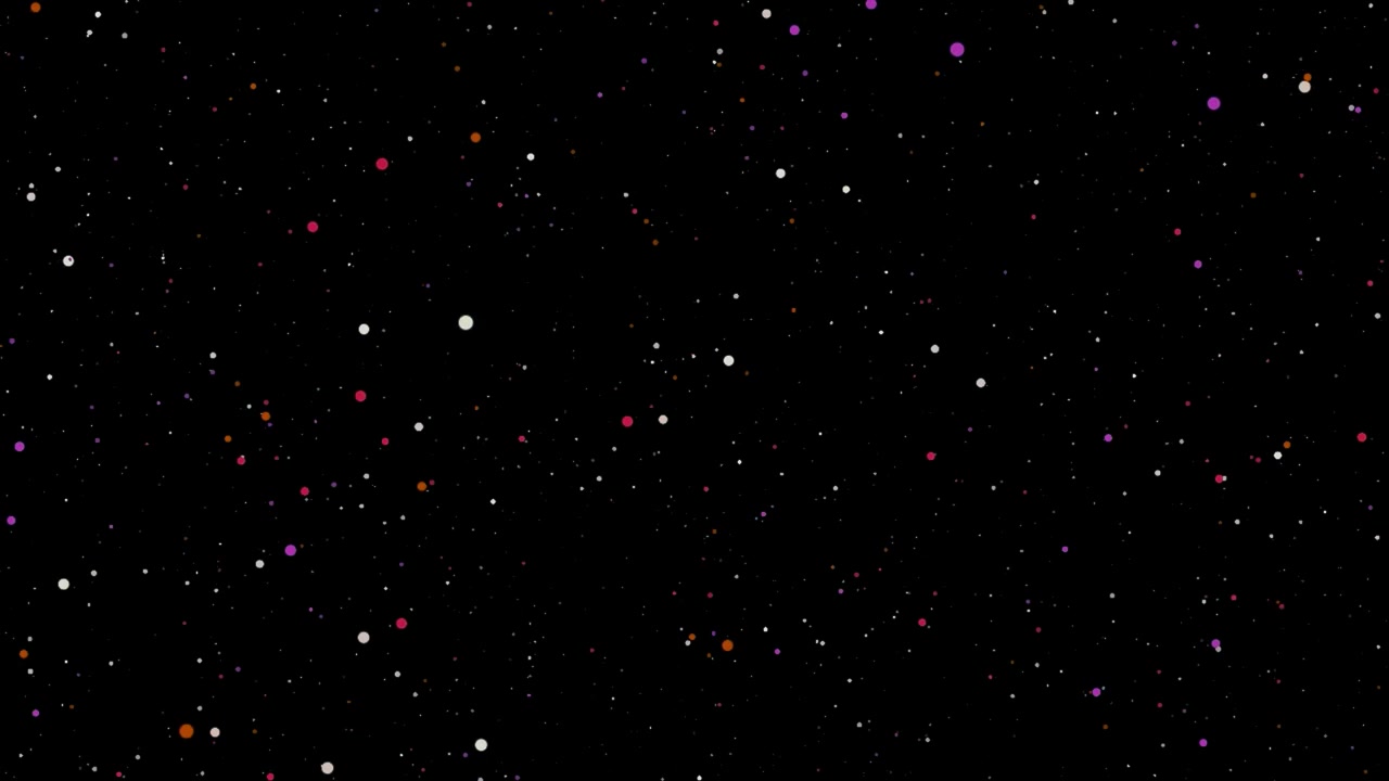 Abstract Motion Background with Floating Colorful Particles on Black