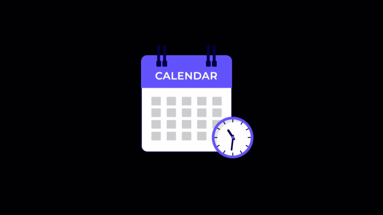 Animeret kalender- og urikon til tidsstyring