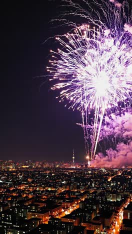 city fireworks display at night