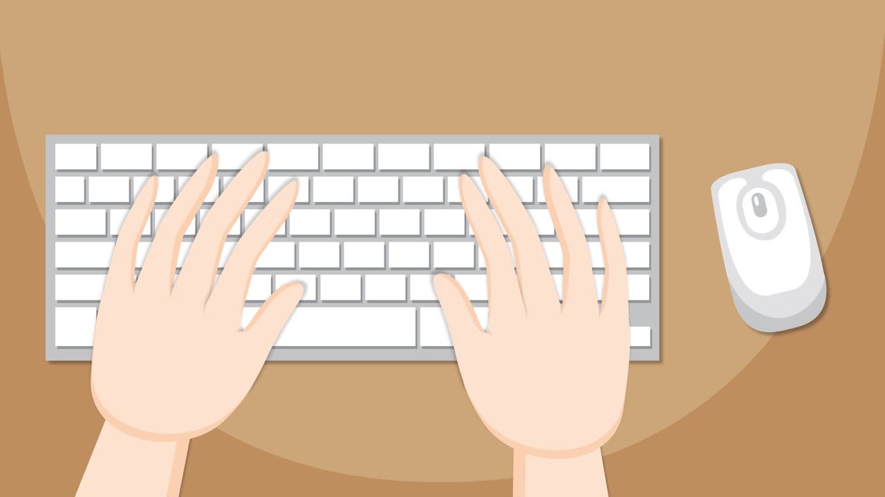 키보드에서 타이핑하는 손의 애니메이션 순서입니다.