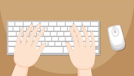 animated sequence of hands typing on a keyboard.