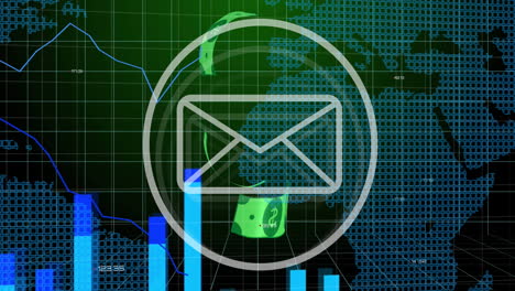 Animación-Del-Procesamiento-De-Datos-Financieros-Sobre-El-Mapa-Mundial