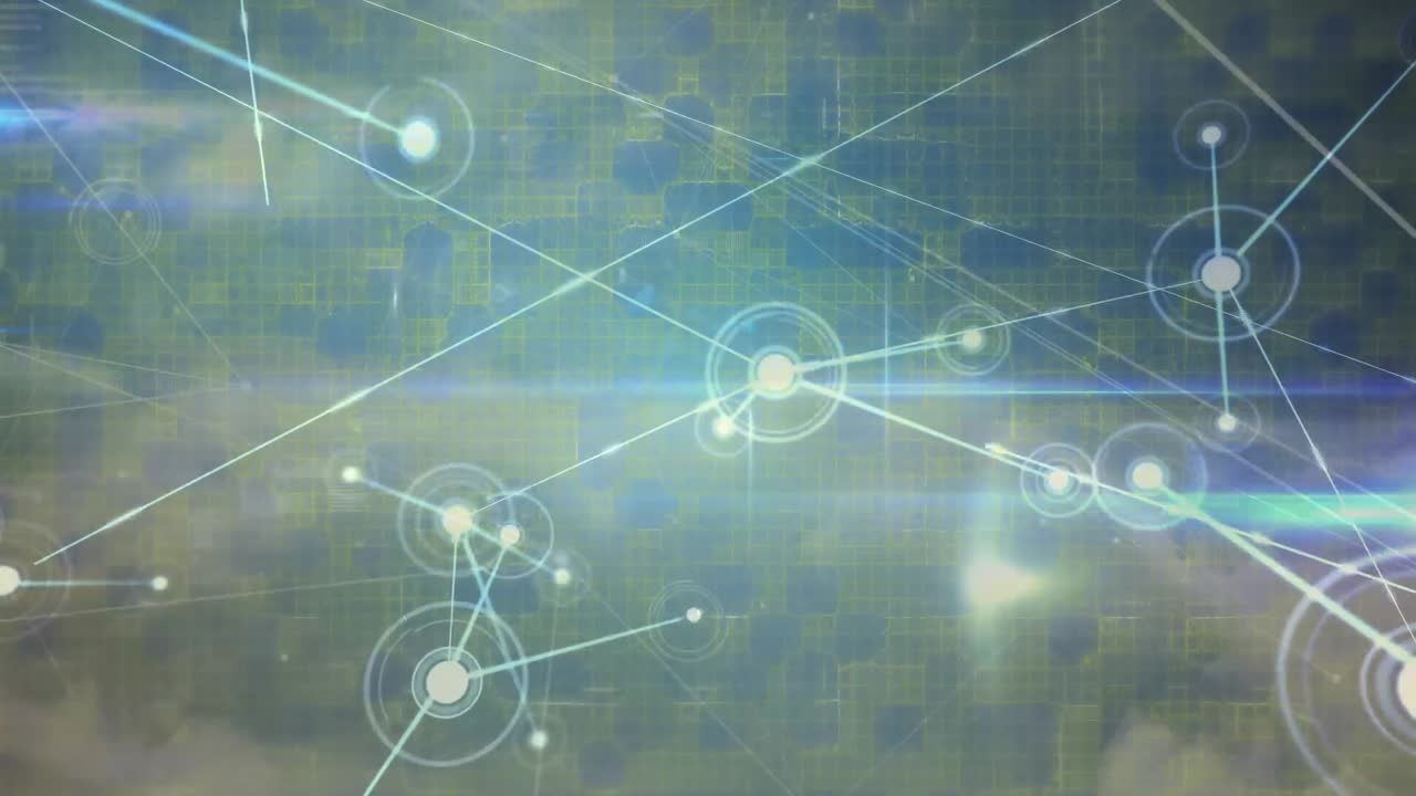 연결 네트워크의 애니메이션과 하늘의 구름에 대한 데이터 처리