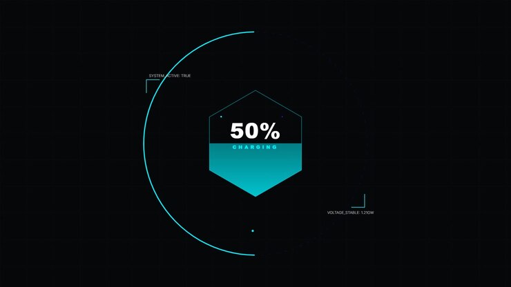 Digital Charging Progress Bar with Futuristic HUD Interface