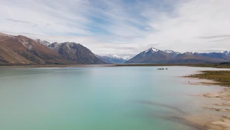 turquoise glacial lake in the southern alps of new zealand