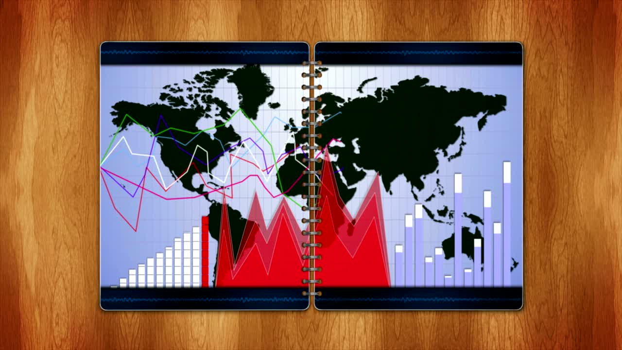 책의 페이지와 블루 스크린에서 비즈니스 개념, 애니메이션, 렌더링, 배경, 루프