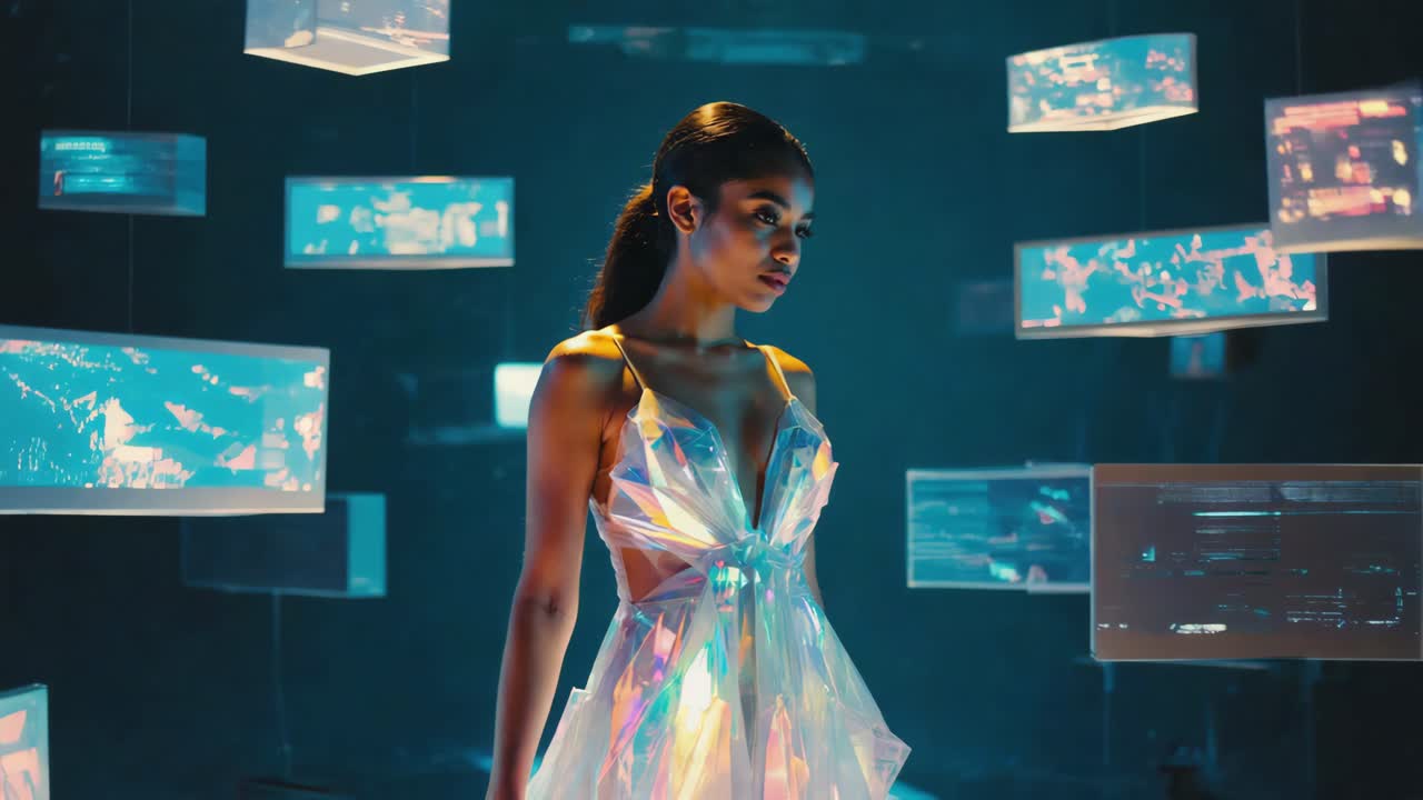 Futuristic woman in a digital world