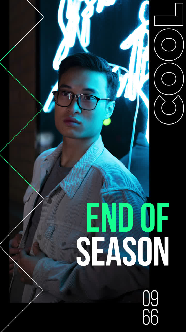 Man in Glasses with Neon Light Background