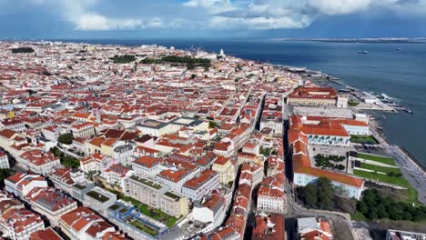 lisbon skyline at lisbon in district of lisbon portugal. coastline scenery. beautiful cityscape. lisbon skyline at portugal. cais do sodre landscape. tourism landmark.