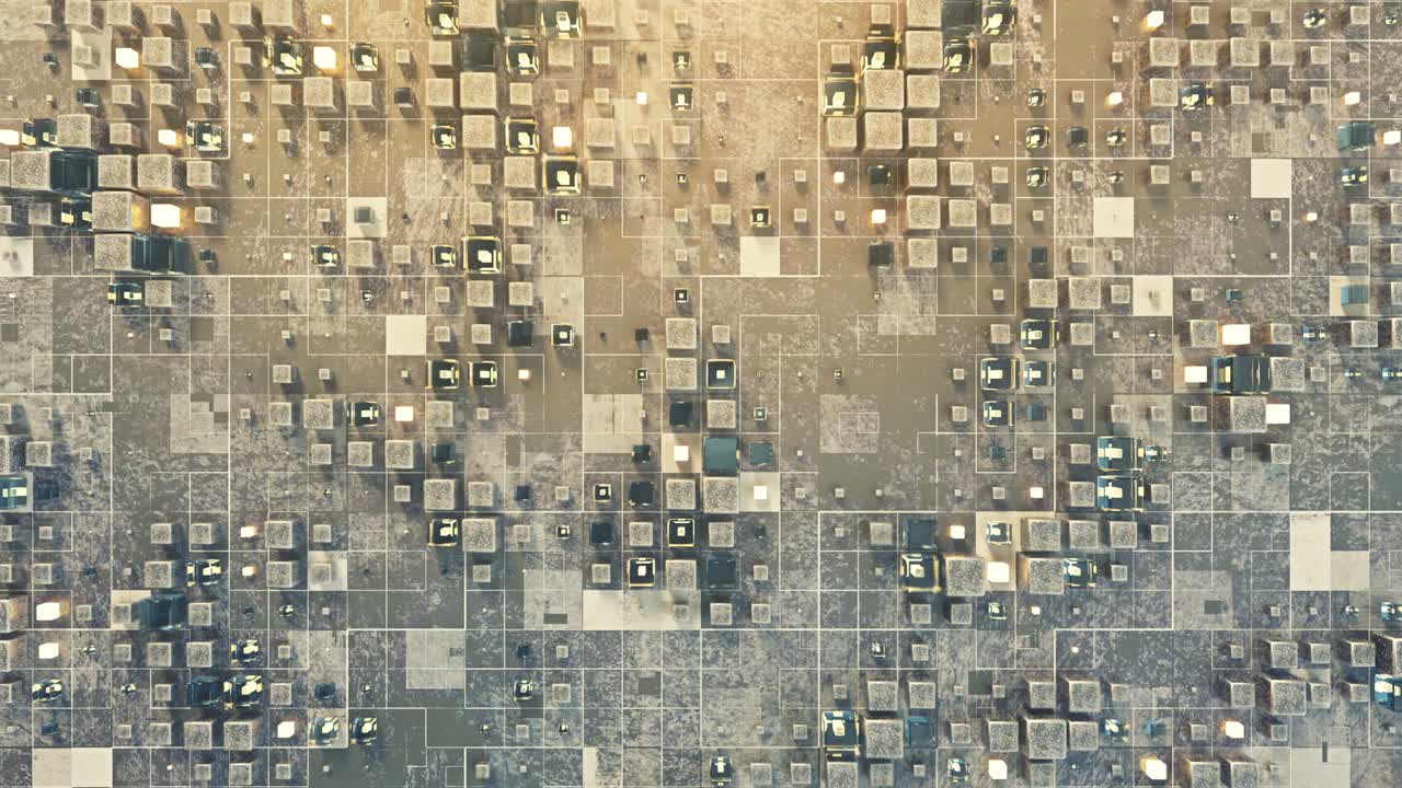 Sci-fi surface with cubes seamless loop 3D render animation