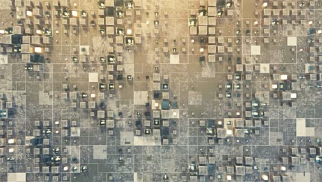 sci-fi surface with cubes seamless loop 3d render animation