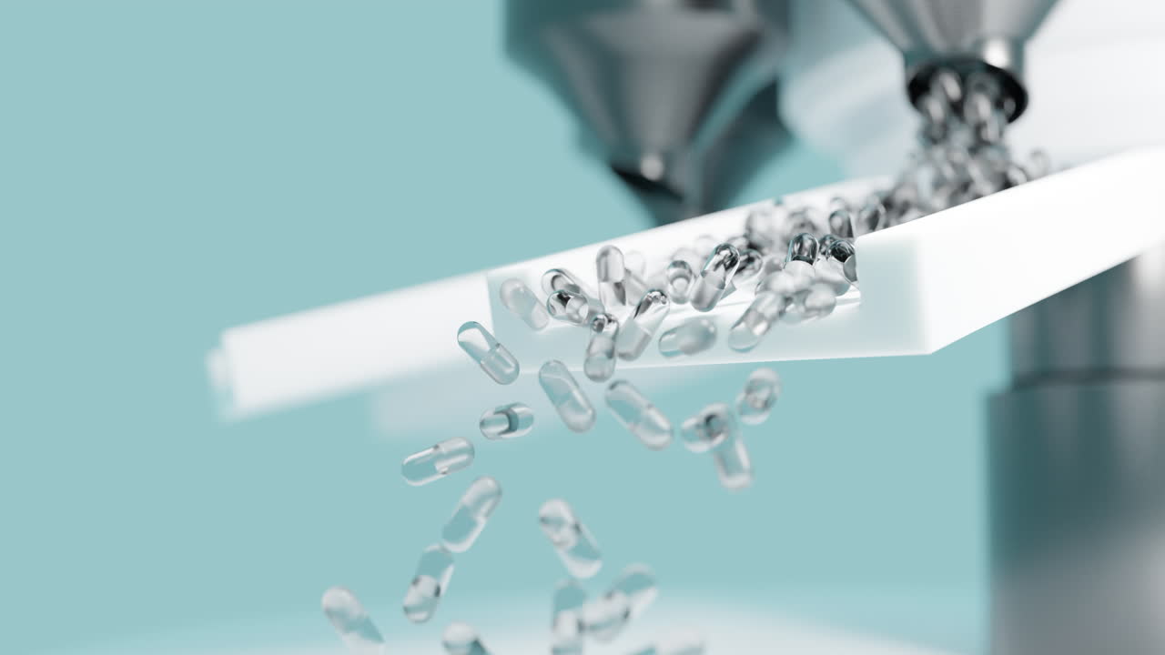 바이러스와 질병을 치료하기 위한 치료법으로 약리학 및 바이러스학 연구실의 과학 의료 장비에 대한 새로운 미래형 약물 시험 약 알약 캡슐