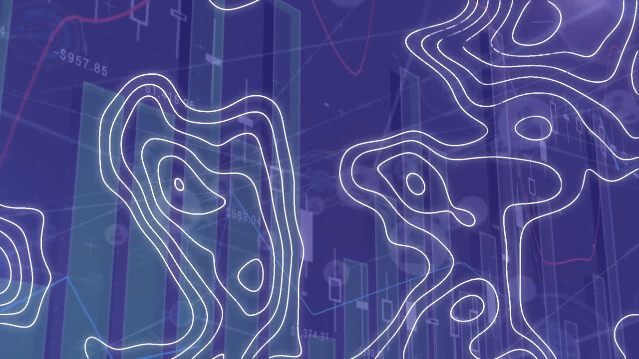 토포그래피의 애니메이션, 통계 데이터 처리 및 프로파일 아이콘의 네트워크.