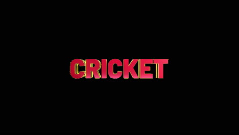 a smooth and high quality, red and gold 3d sport text reveal "cricket