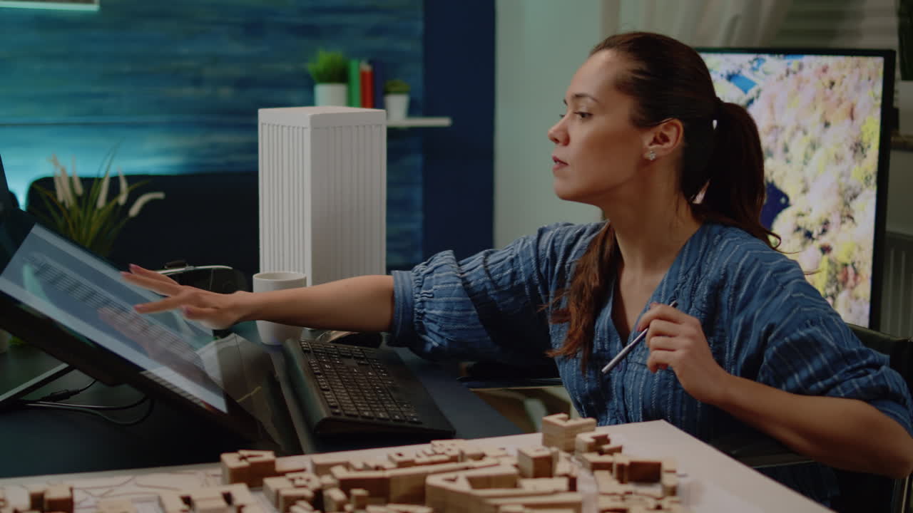 Disabled architect working on construction layout