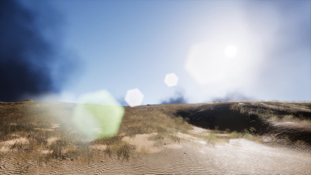 모래 언덕 위의 연기가