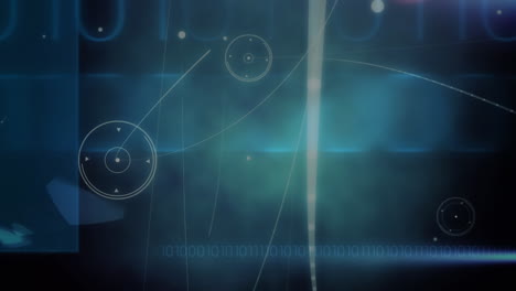 animation of network of connections with over binary coding and blue background