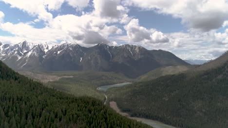 lake in the canadian rocky mountains - aerial footage