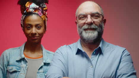 portrait of a young woman and an older man